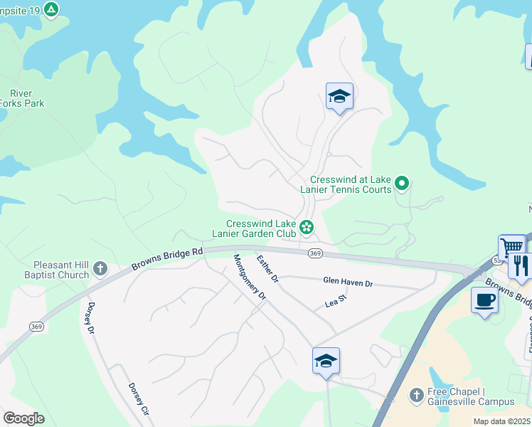 map of restaurants, bars, coffee shops, grocery stores, and more near 3445 Great Oak Drive Southwest in Gainesville