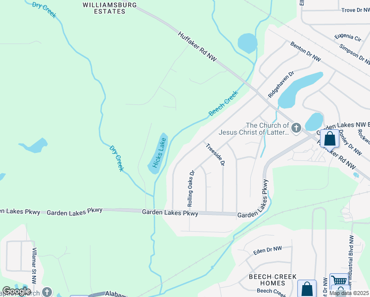 map of restaurants, bars, coffee shops, grocery stores, and more near 204 Rolling Wood Circle Northwest in Rome