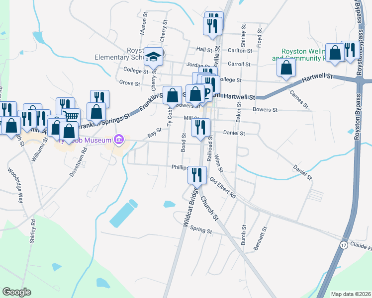map of restaurants, bars, coffee shops, grocery stores, and more near 30 Bond Street in Royston