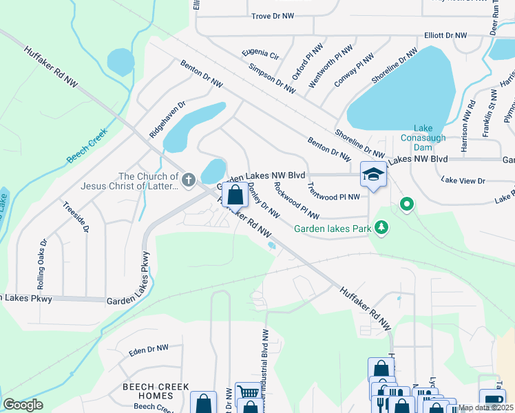 map of restaurants, bars, coffee shops, grocery stores, and more near 41 Donley Drive Northwest in Rome