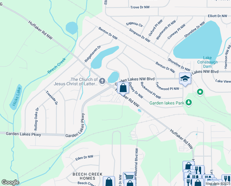 map of restaurants, bars, coffee shops, grocery stores, and more near 23 Conifer Ring in Rome