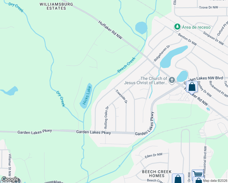 map of restaurants, bars, coffee shops, grocery stores, and more near 207 Rolling Wood Circle Northwest in Rome