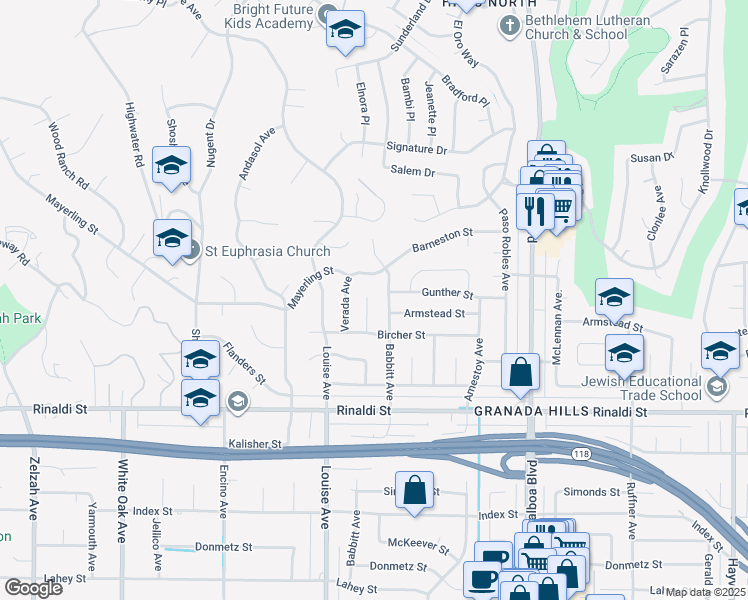 map of restaurants, bars, coffee shops, grocery stores, and more near 11662 Curry Avenue in Los Angeles
