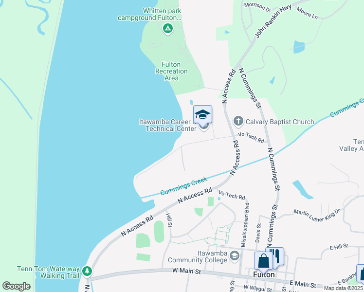 map of restaurants, bars, coffee shops, grocery stores, and more near 200 Vo Tech Road in Fulton