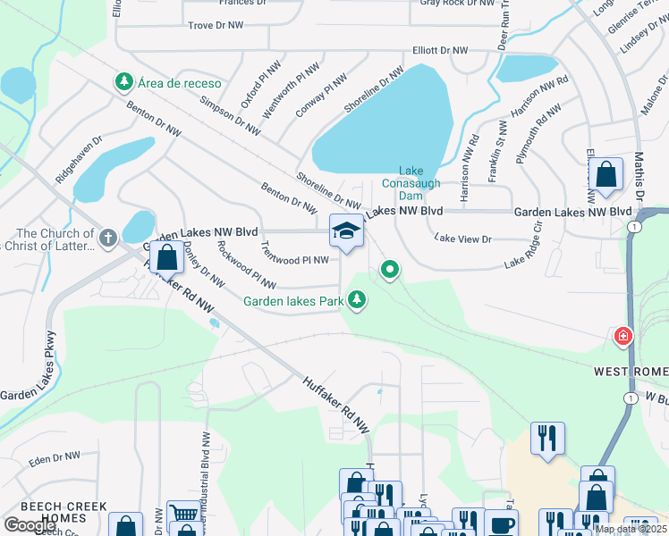 map of restaurants, bars, coffee shops, grocery stores, and more near 3 Newland Street in Rome