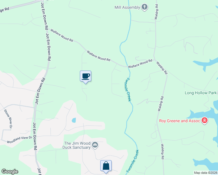 map of restaurants, bars, coffee shops, grocery stores, and more near 8250 Wallace Wood Road in Gainesville