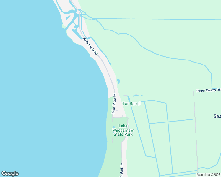 map of restaurants, bars, coffee shops, grocery stores, and more near 2354 Bella Coola Road in Lake Waccamaw