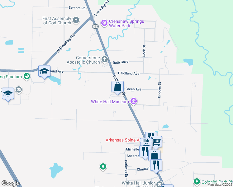 map of restaurants, bars, coffee shops, grocery stores, and more near 9300 Dollarway Road in White Hall