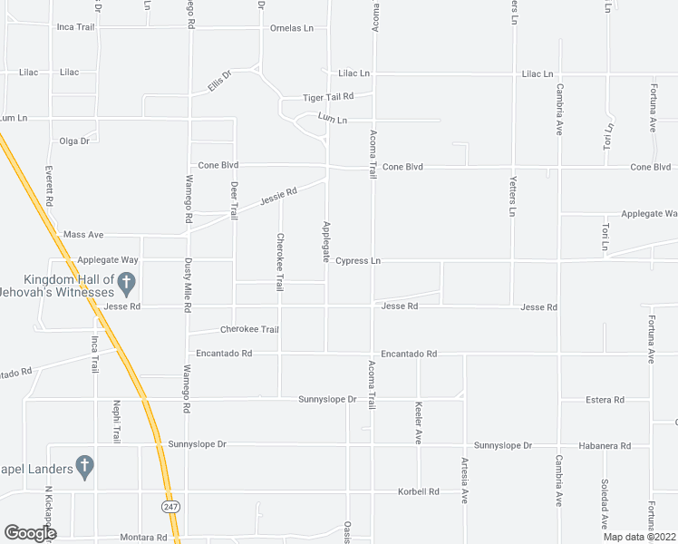 map of restaurants, bars, coffee shops, grocery stores, and more near 1863 Cypress Lane in Landers