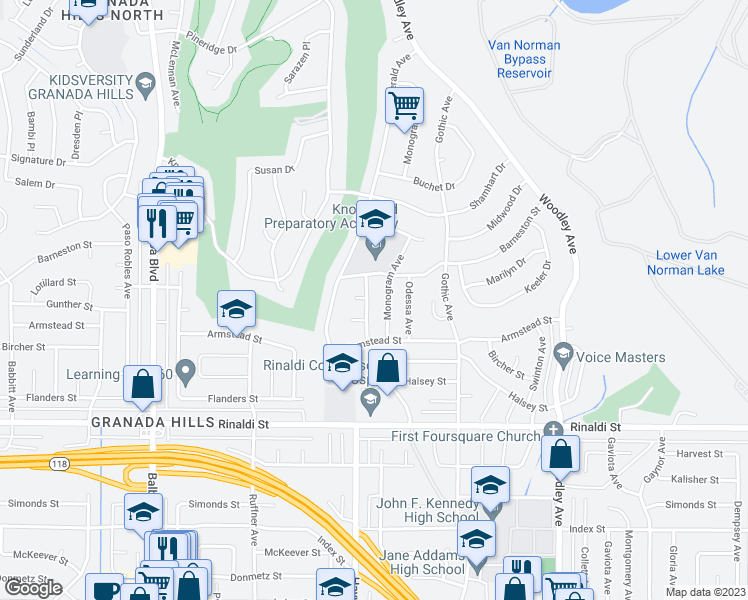 map of restaurants, bars, coffee shops, grocery stores, and more near 11722 Hayvenhurst Avenue in Los Angeles