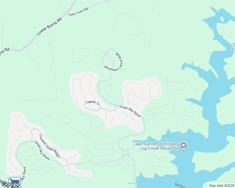 map of restaurants, bars, coffee shops, grocery stores, and more near 544 Blue Mountain Rise in Canton