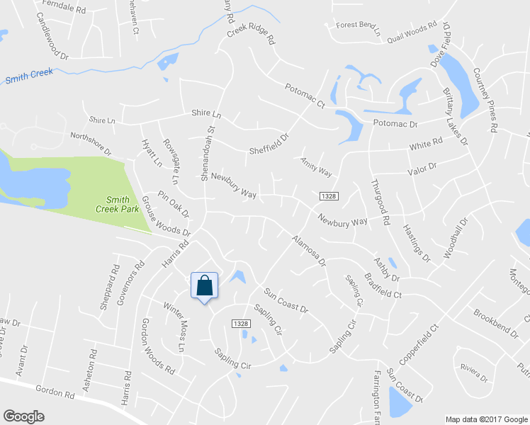 map of restaurants, bars, coffee shops, grocery stores, and more near 6709 Alamosa Drive in Wilmington