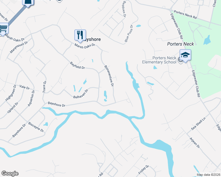 map of restaurants, bars, coffee shops, grocery stores, and more near 7730 Bonaventure Drive in Wilmington