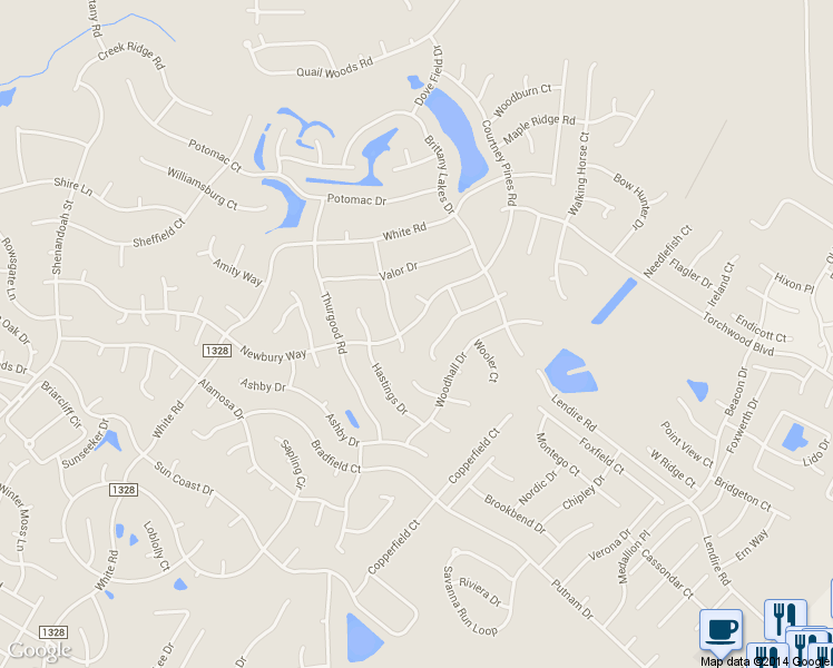 map of restaurants, bars, coffee shops, grocery stores, and more near 6906 Newbury Way in Wilmington