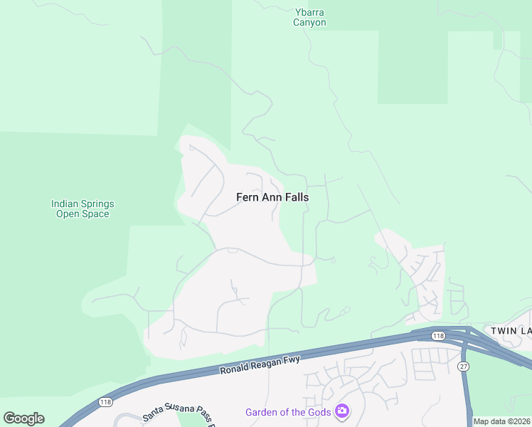 map of restaurants, bars, coffee shops, grocery stores, and more near 22570 Fern Ann Falls Road in Los Angeles County