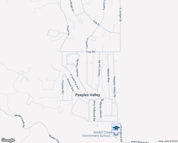 map of restaurants, bars, coffee shops, grocery stores, and more near 18207 Tawny Lane in Peeples Valley