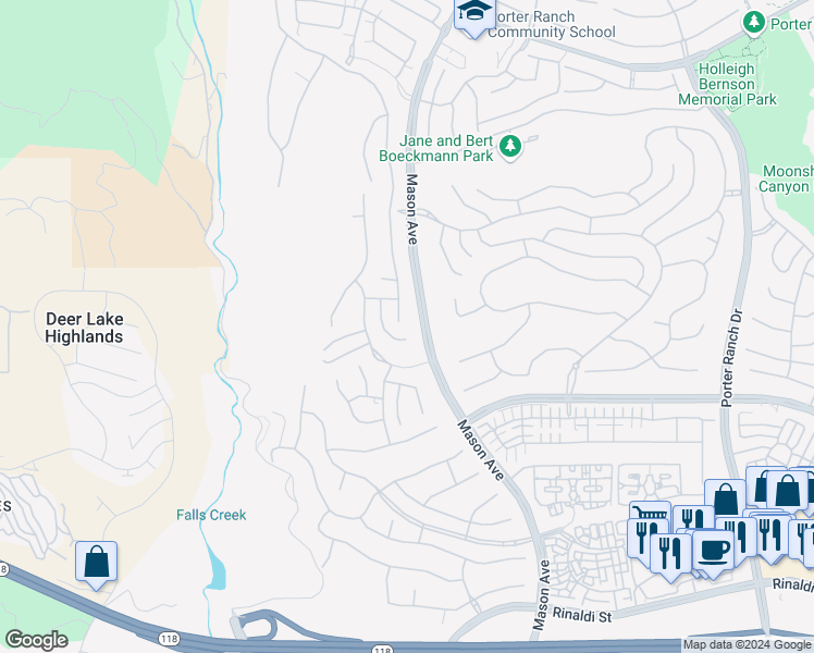 map of restaurants, bars, coffee shops, grocery stores, and more near 11662 North Ricasoli Way in Los Angeles