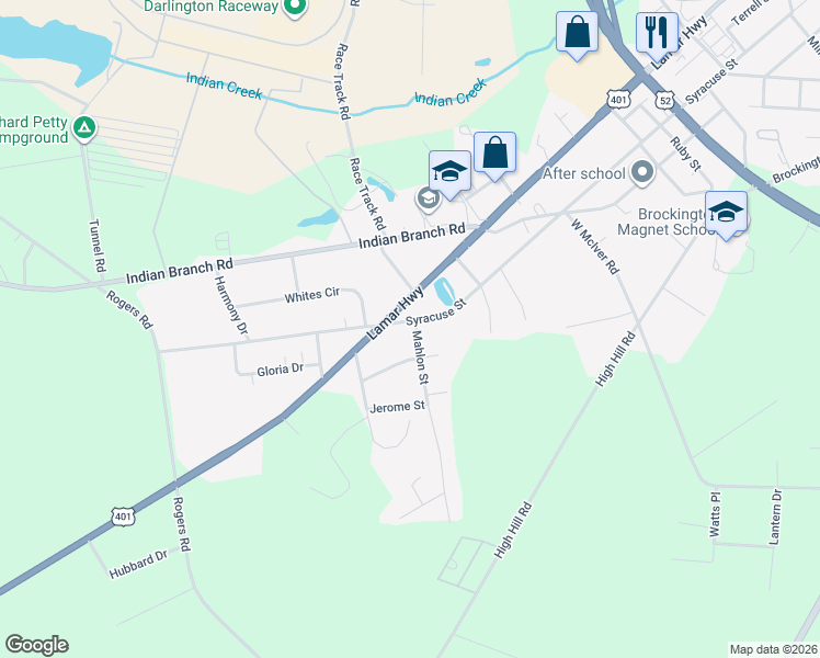 map of restaurants, bars, coffee shops, grocery stores, and more near in Darlington County