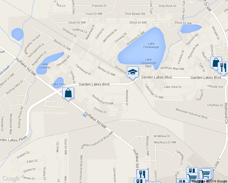 map of restaurants, bars, coffee shops, grocery stores, and more near 10 Trentwood Place in Rome