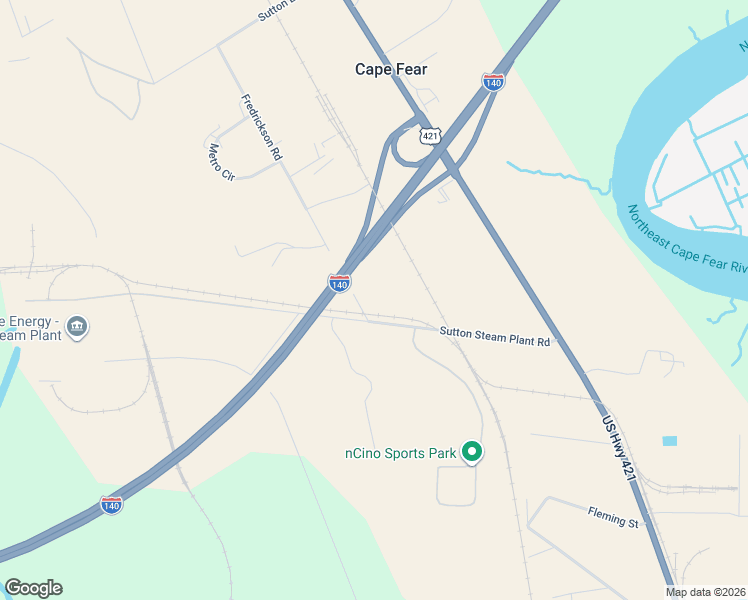 map of restaurants, bars, coffee shops, grocery stores, and more near 208 Sutton Steam Plant Road in Wilmington
