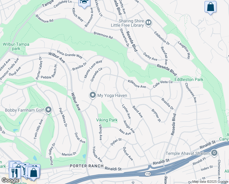 map of restaurants, bars, coffee shops, grocery stores, and more near 11679 Amigo Avenue in Los Angeles