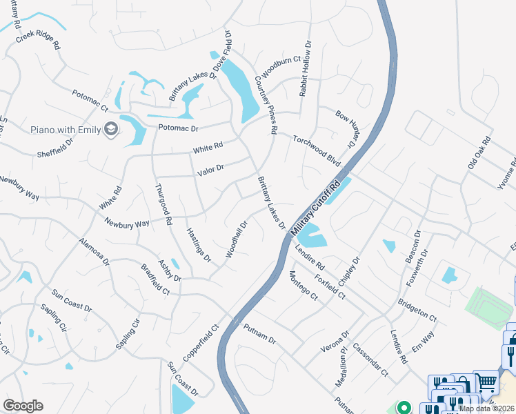 map of restaurants, bars, coffee shops, grocery stores, and more near 7253 Woodhall Drive in Wilmington
