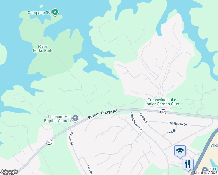 map of restaurants, bars, coffee shops, grocery stores, and more near 3441 Carolyn Street in Gainesville