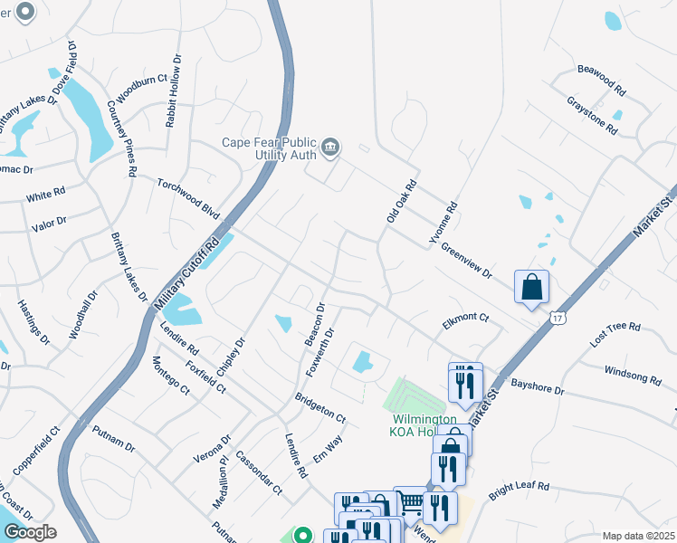map of restaurants, bars, coffee shops, grocery stores, and more near 312 Endicott Court in Wilmington