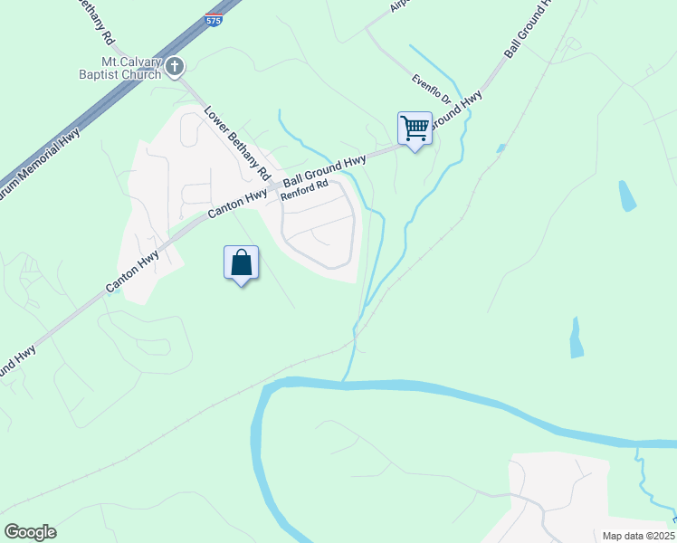map of restaurants, bars, coffee shops, grocery stores, and more near 158 Renford Road in Ball Ground