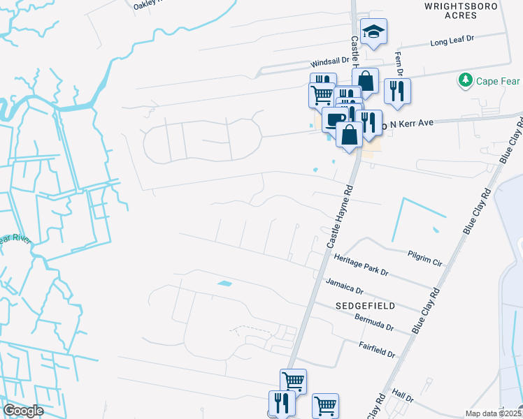 map of restaurants, bars, coffee shops, grocery stores, and more near 243 Windy Woods Way in Wilmington