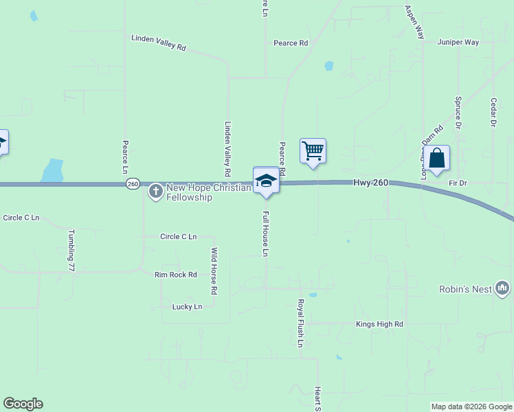map of restaurants, bars, coffee shops, grocery stores, and more near 972 Full House Lane in Show Low