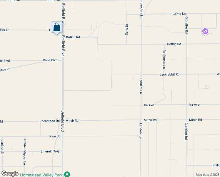 map of restaurants, bars, coffee shops, grocery stores, and more near 57955 Town Road in Yucca Valley