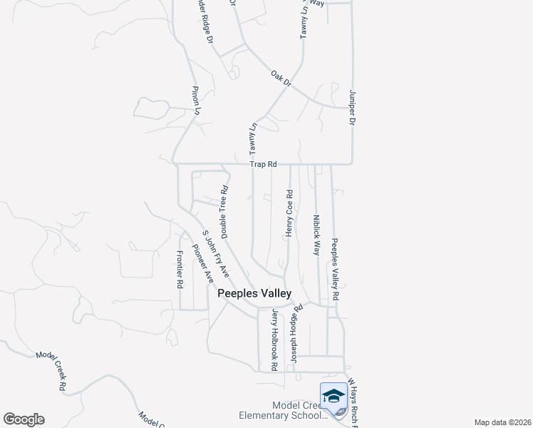 map of restaurants, bars, coffee shops, grocery stores, and more near 18201 Spoon Road in Peeples Valley