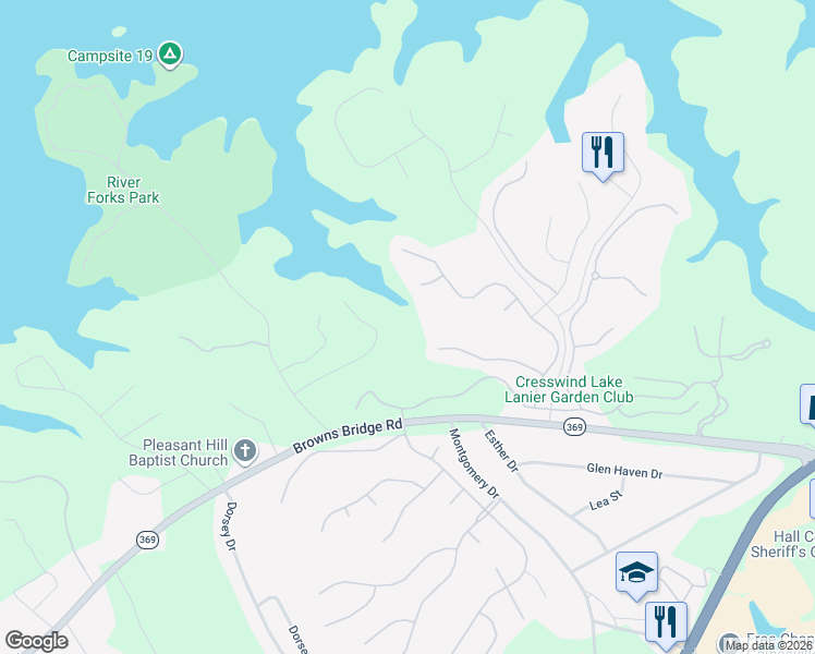 map of restaurants, bars, coffee shops, grocery stores, and more near 3446 Carolyn Street in Gainesville