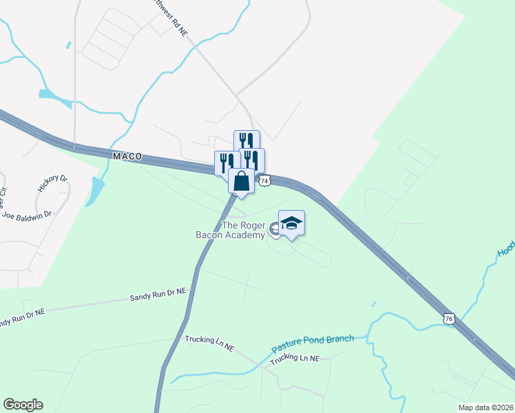 map of restaurants, bars, coffee shops, grocery stores, and more near 3669 Old Maco Road Northeast in Leland