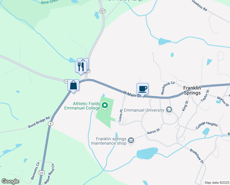 map of restaurants, bars, coffee shops, grocery stores, and more near 2651 West Main Street in Royston