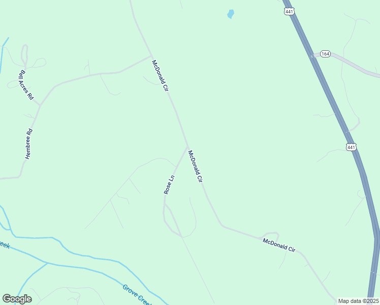 map of restaurants, bars, coffee shops, grocery stores, and more near McDonald Circle in Banks County