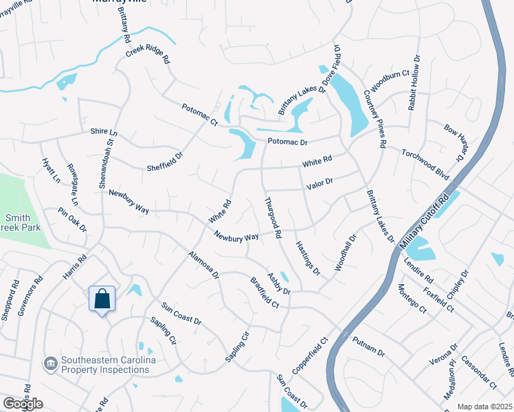 map of restaurants, bars, coffee shops, grocery stores, and more near 2612 Rothbury Way in Wilmington