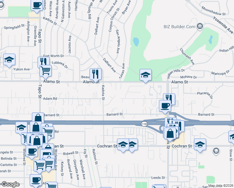 map of restaurants, bars, coffee shops, grocery stores, and more near 4894 Muirwood Court in Simi Valley