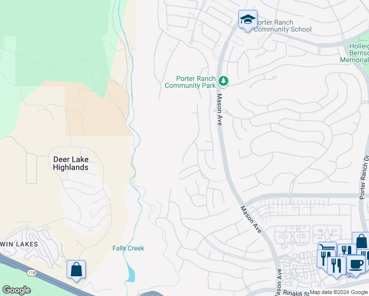 map of restaurants, bars, coffee shops, grocery stores, and more near 11701 Cetona Way in Los Angeles