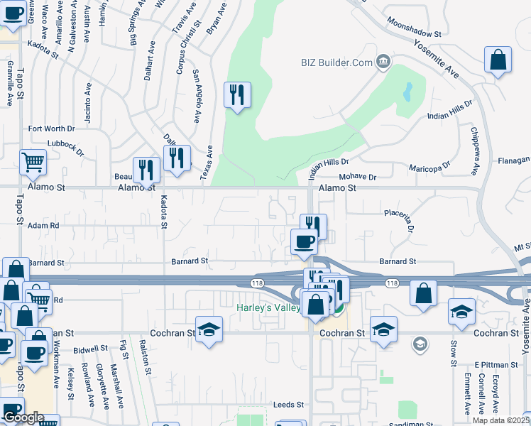 map of restaurants, bars, coffee shops, grocery stores, and more near 2752 Simi Hills Lane in Simi Valley