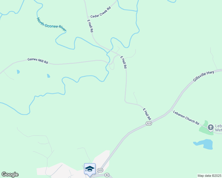 map of restaurants, bars, coffee shops, grocery stores, and more near 4670 East Hall Road in Gainesville