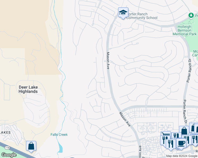 map of restaurants, bars, coffee shops, grocery stores, and more near 20748 Veneto Way in Los Angeles