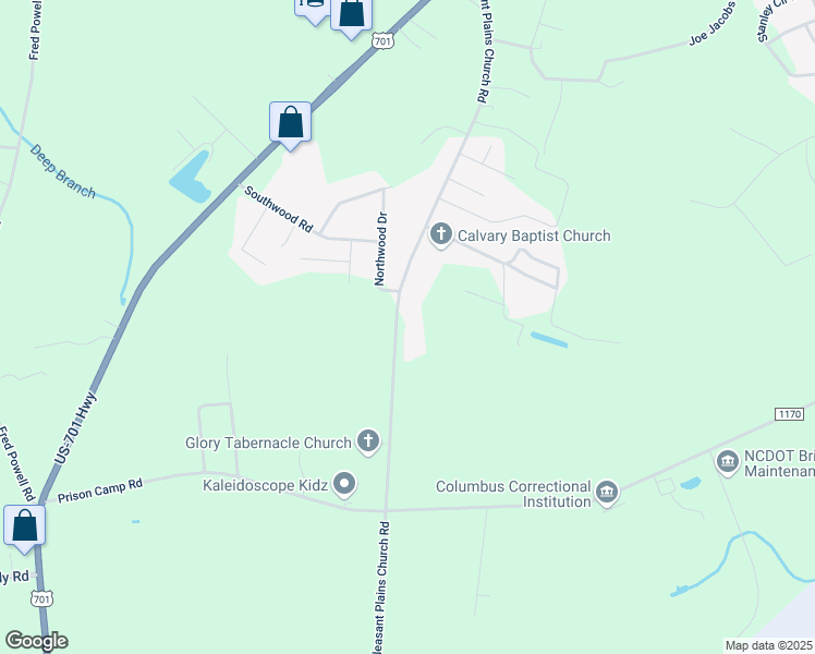 map of restaurants, bars, coffee shops, grocery stores, and more near 4820 Pleasant Plains Church Road in Whiteville