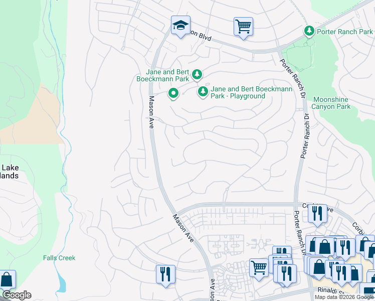 map of restaurants, bars, coffee shops, grocery stores, and more near 20448 Liverpool Way in Los Angeles