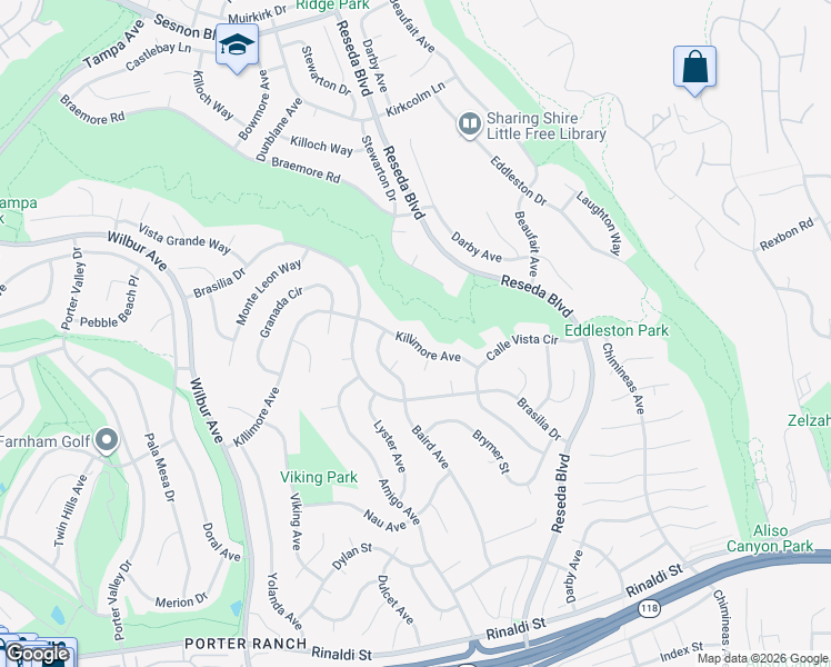 map of restaurants, bars, coffee shops, grocery stores, and more near 11837 Killimore Avenue in Los Angeles