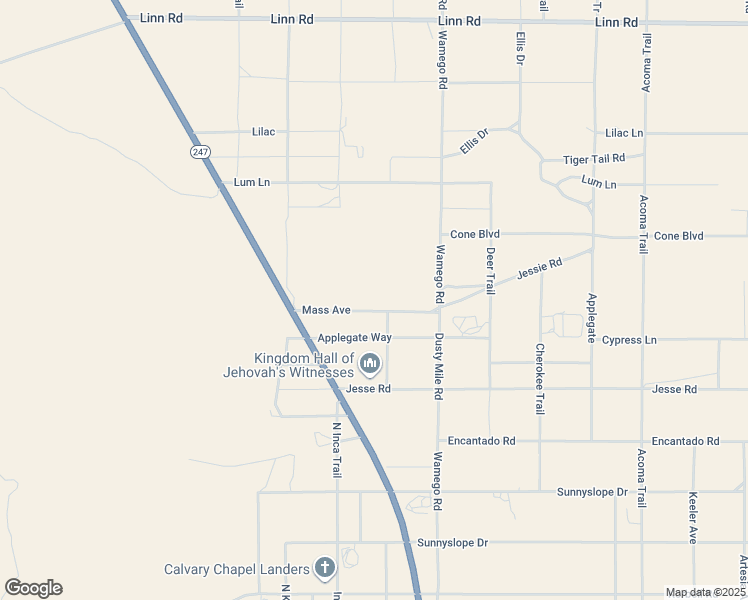 map of restaurants, bars, coffee shops, grocery stores, and more near 55560 Mass Avenue in Homestead Valley