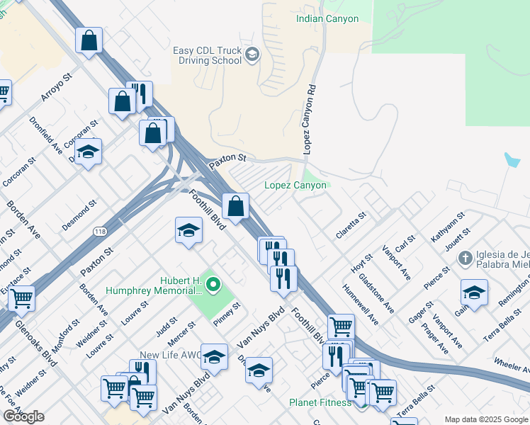 map of restaurants, bars, coffee shops, grocery stores, and more near 98 7th Street in Los Angeles County