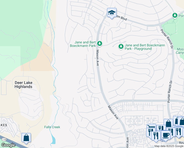 map of restaurants, bars, coffee shops, grocery stores, and more near Veneto Way in Los Angeles