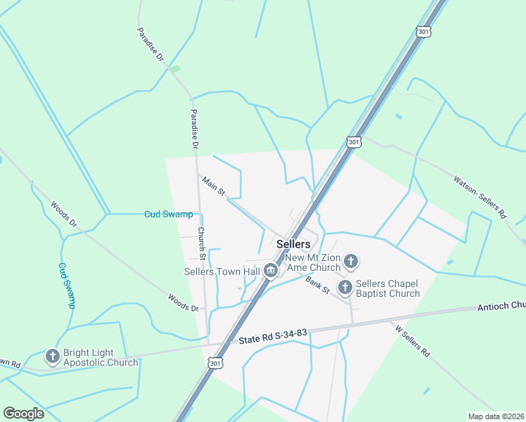map of restaurants, bars, coffee shops, grocery stores, and more near 6805 Railway Court in Sellers